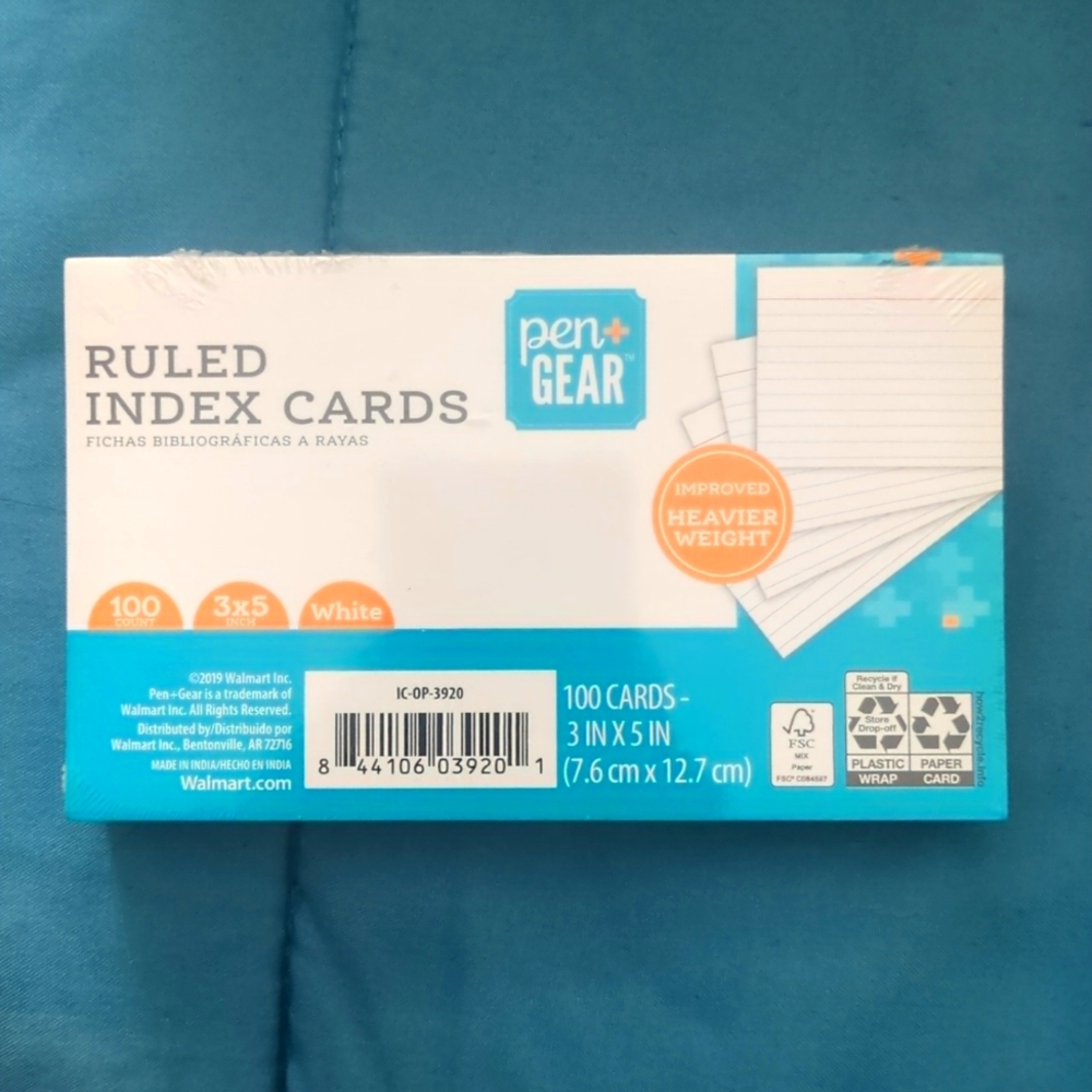 Ruled Index Cards | College Ruled | 3in x 5in